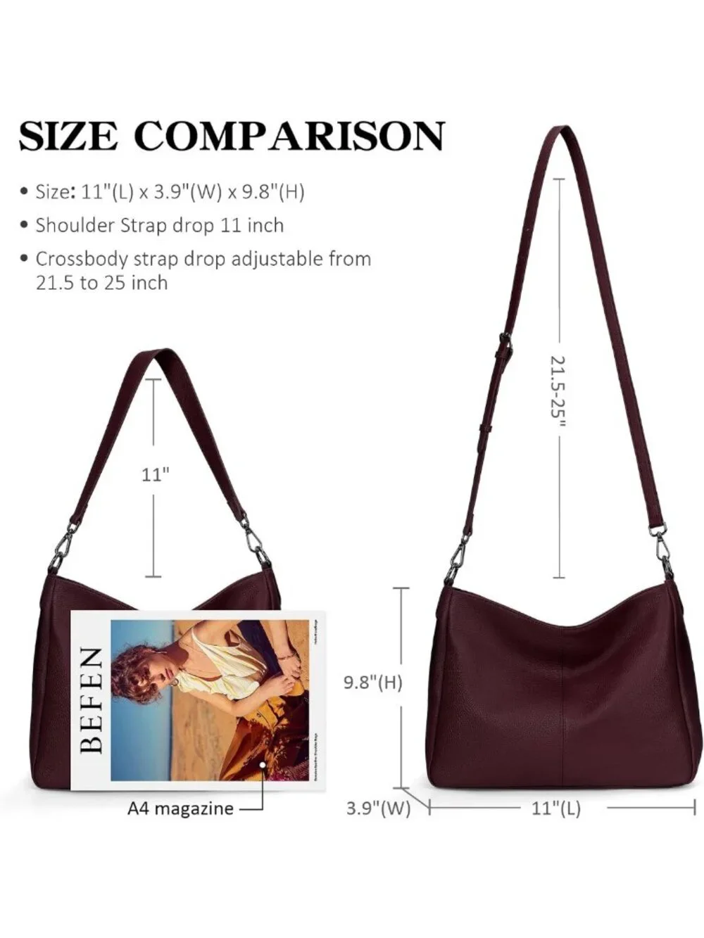 Soft Genuine Leather Hobo Bag for Women | Versatile Crossbody & Shoulder Purse